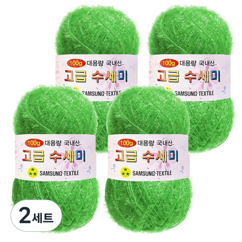 yarna 100g 대용량 고급수세미 뜨개실 4p + A인쇄도안 8종 세트, 102 연두, 2세트