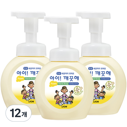 아이깨끗해 핸드워시 순 파우더향 용기, 250ml, 12개