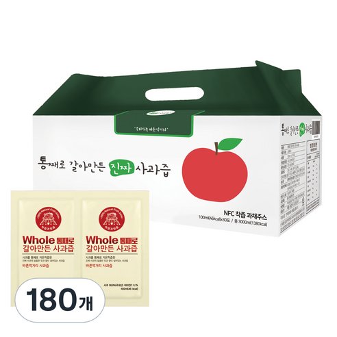 통째로 갈아만든 사과즙 일반파우치, 100ml, 180개