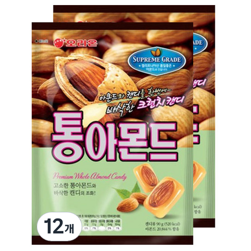 오리온 통아몬드 캔디, 90g, 12개