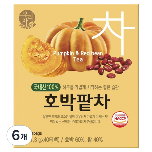 우리차 송원식품 호박팥차, 1.3g, 40개입, 6개