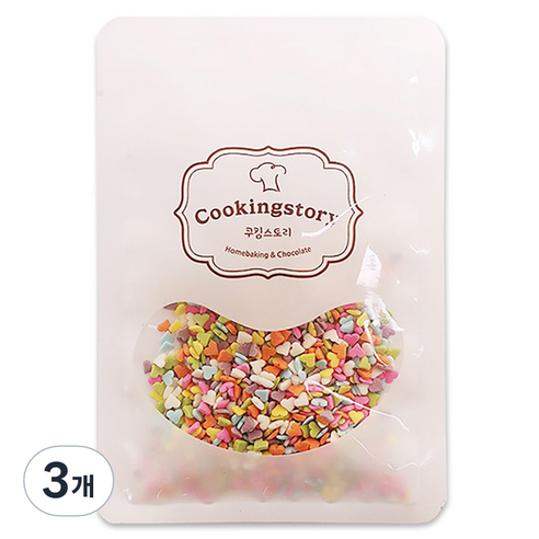 쿠킹스토리 스프링클 파스텔하트 셰이프 미니하트, 3개, 100g
