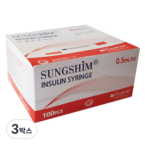 성심메디칼 인슐린 주사기 0.5ml 8mm 30g 100p, 3개