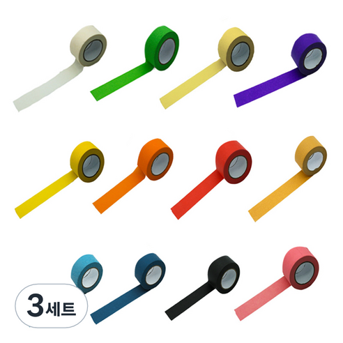 만들하비 컬러 종이 마스킹 테이프 2.5cm x 13m 12종 세트, 혼합색상, 3세트