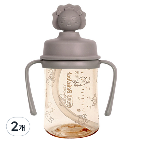 베베락 유아용 PPSU 실리콘토퍼 빨대컵 210ml, 초코, 2개