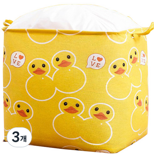 빅마인 접이식 의류 물품 보관 바구니 135L, 병아리, 3개
