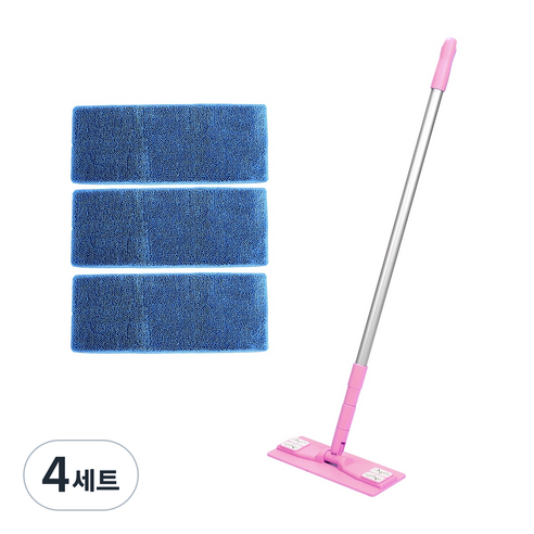 에이클린 밀대 청소기 핑크 소형 + 루프 패드 블루 3p, 4세트