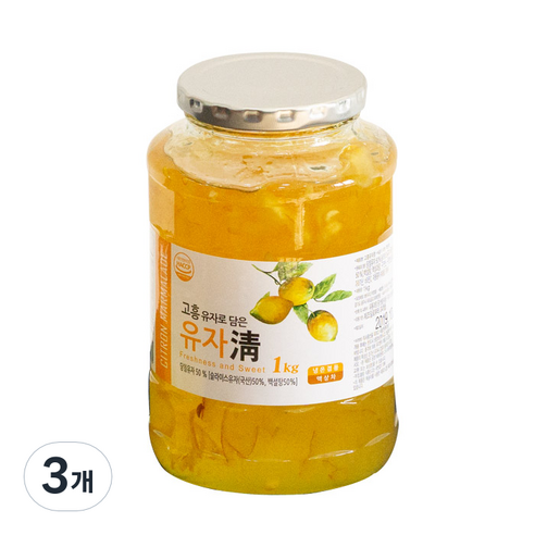딜리프 고흥유자로 담은 유자청, 1kg, 1개입, 3개