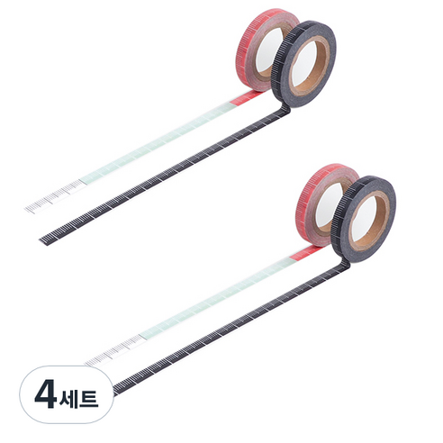 리훈 다정한마테 라인세트 마스킹테이프 6mm 2종세트, 블랙줄자, 칼라줄자, 4세트