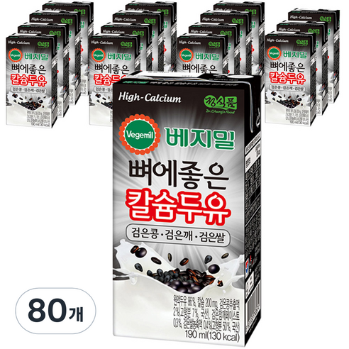 베지밀 뼈에좋은 칼슘두유 검은 콩 깨 쌀, 190ml, 80개