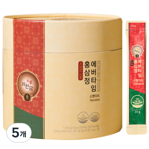 려원담 6년근 홍삼정 에버타임 스탠다드, 1000g, 5개