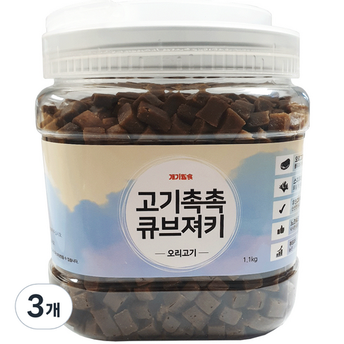 개기월식 고기촉촉 큐브져키 강아지 간식, 오리고기, 1.1kg, 3개