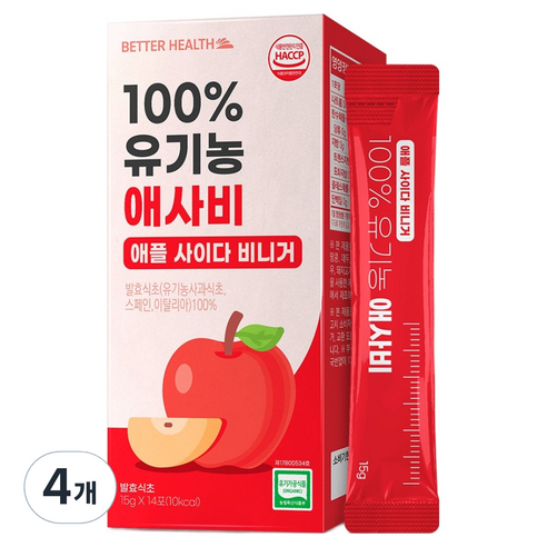 더존건강 NFC착즙 유기농 애사비 스틱 14p, 4개, 210ml