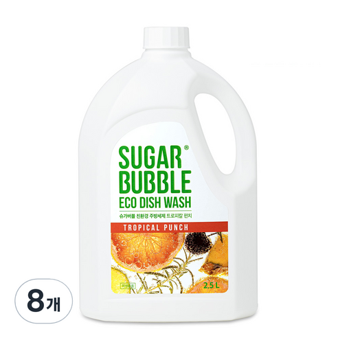 슈가버블 친환경 주방세제 트로피칼 펀치, 2.5L, 8개