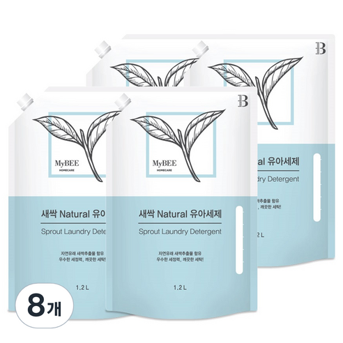 마이비 새싹 내추럴 유아 세제 리필, 8개, 1200ml
