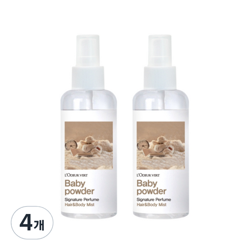 로더베르 헤어&바디미스트 베이비파우더, 150ml, 4개
