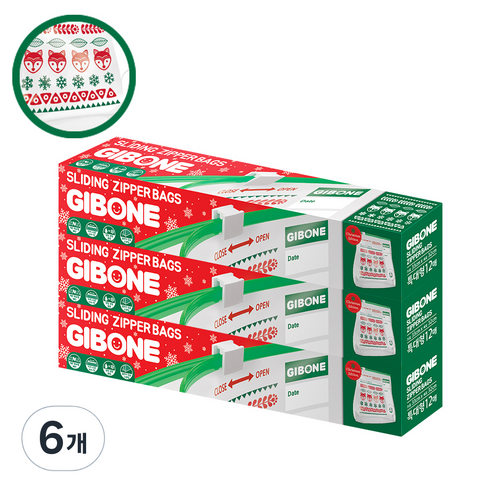 기본에 프레시키퍼 슬라이딩 지퍼백 크리스마스에디션, 특대(XL), 12개입, 6개