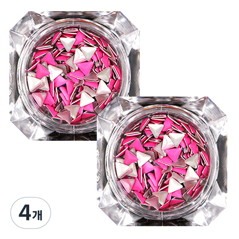 트라이앵글 네일 글리터 4mm, 핑크, 4개