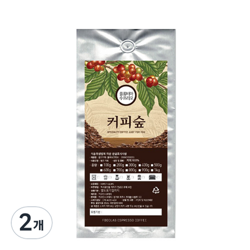 커피숲 콜롬비아 수프리모 원두, 홀빈, 1000g, 2개