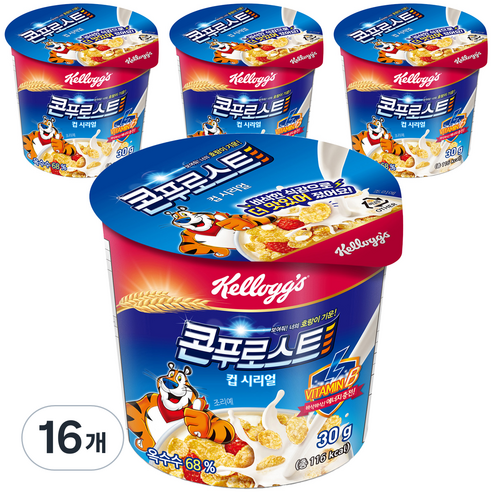 켈로그 콘푸로스트 컵 시리얼, 30g, 16개