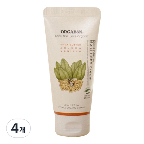 오가본 씨앗품은 유기농 촉촉 유아용 핸드크림, 4개, 60ml