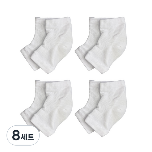 생활더하기 풋케어 발 뒤꿈치 보습 패드 양말 화이트, 1개입, 8세트