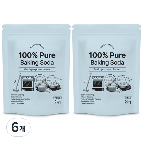 생활공식 100 Pure 베이킹소다, 2kg, 6개
