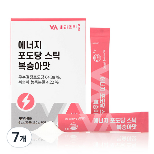 비타민마을 에너지 포도당 스틱 복숭아맛 30p, 6g, 30개입, 7개