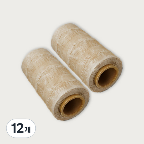 가죽공예 왁스실 초사용 1mm x 220m, 라이트베이지, 12개