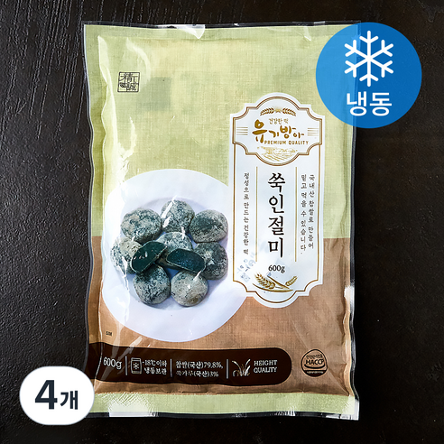 유기방아 쑥인절미 (냉동), 600g, 4개