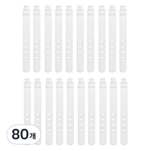 일상숲 실리콘 스트랩 케이블 타이, 화이트, 80개