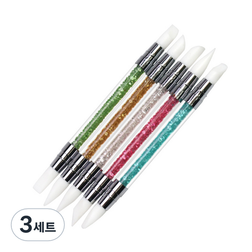 미러 실리콘 브러쉬 네일 매직툴 5종 세트, 혼합색상, 3세트