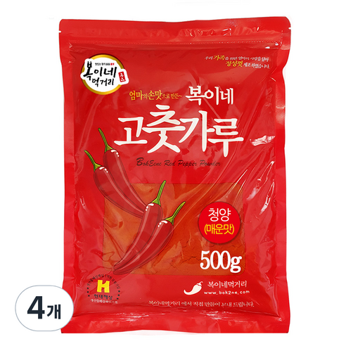 복이네먹거리 중국산 청양고추가루 매운맛 떡볶이 소스용, 500g, 4개