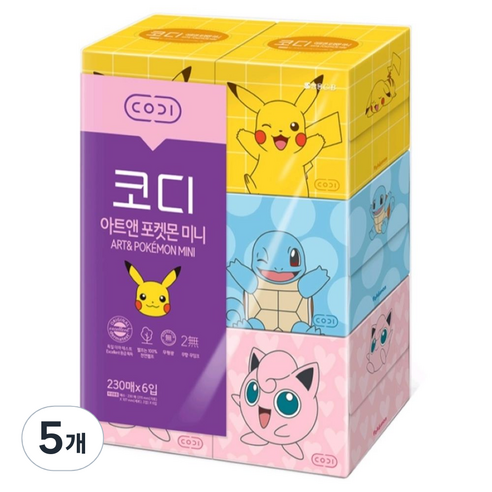 코디 아트앤 포켓몬 미니 2겹 랜덤발송, 6개입, 5개