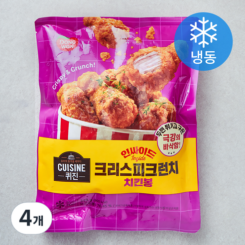 퀴진 인싸이드 크리스피크런치 치킨봉 (냉동), 310g, 4개