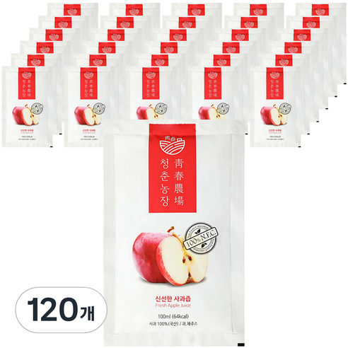 청춘농장 신선한 사과즙, 100ml, 120개