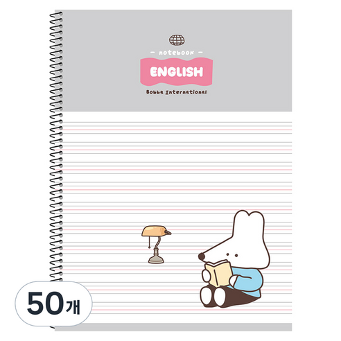 뭉구 1000 보바 스프링 영어노트, 그레이, 50개