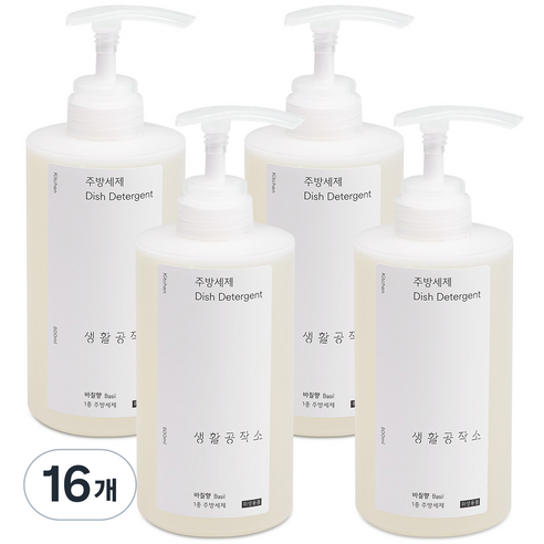 생활공작소 바질향 주방세제, 500ml, 16개