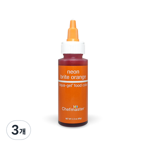셰프마스터 리쿠아젤 식용색소 네온 브라이트 오렌지, 65g, 3개