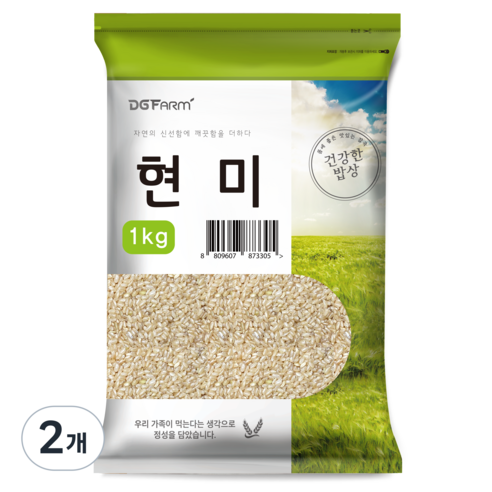 건강한밥상 국산 현미, 1kg, 2개