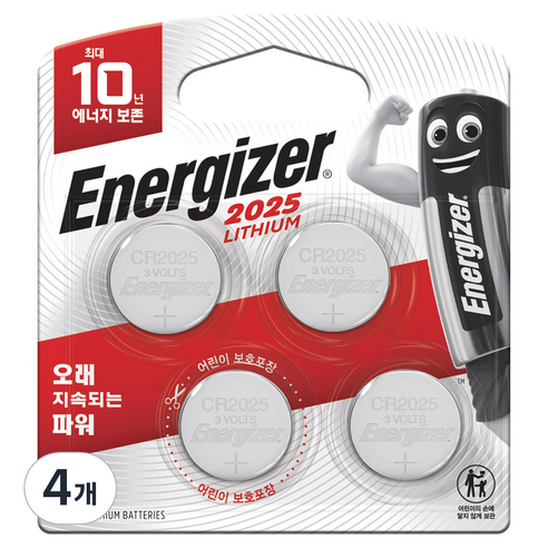 에너자이저 리튬 코인 건전지 CR2025, 4개입, 4개