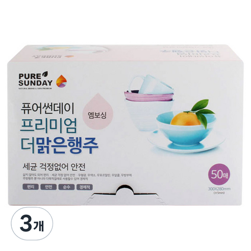 선우랜드 프리미엄 더 맑은행주 300 x 280 mm, 50개, 3개