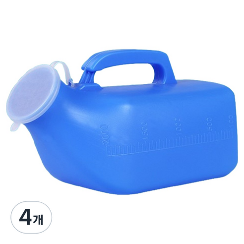 파인에코 남자 이동식 휴대용 소변통 대 2000ml, 블루, 4개
