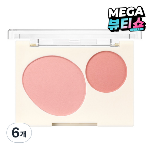 지베르니 플러피 듀얼 블러셔 7.4g, 6개, 01 피치마카롱