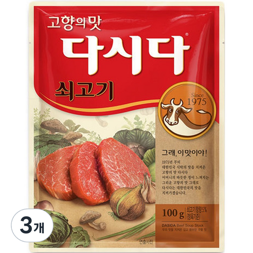 CJ제일제당 쇠고기 다시다, 100g, 3개