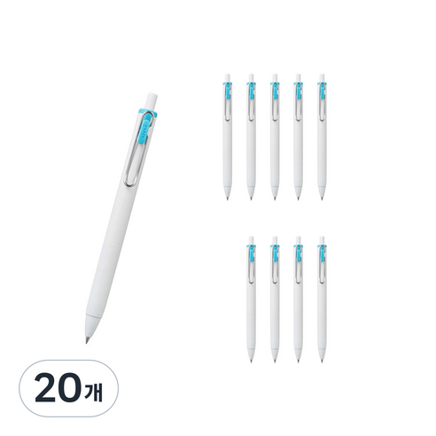 유니볼 원 중성 잉크펜 0.5mm, 스카이블루, 20개
