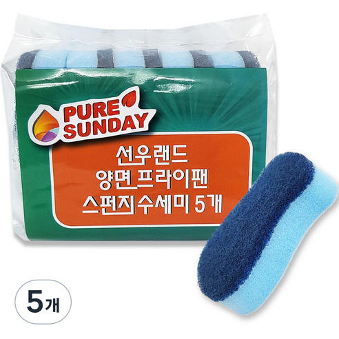 퓨어썬데이 선우랜드 양면 프라이팬 전용 수세미, 5개입, 5개