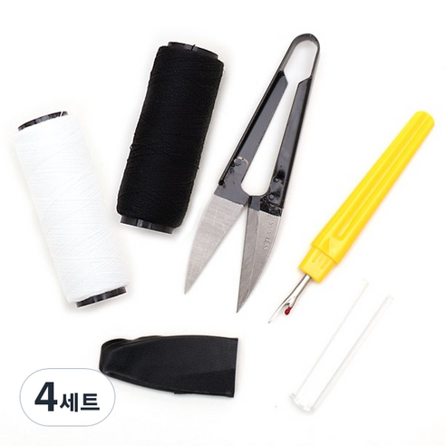 동대문단추왕 미니재봉사 2p + 쪽가위 + 실뜯개 세트, 블랙(재봉사), 화이트(재봉사), 랜덤발송(실뜯개), 4세트