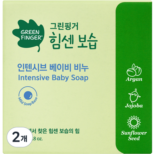 그린핑거 힘센 보습 인텐시브 베이비 비누, 80g, 2개