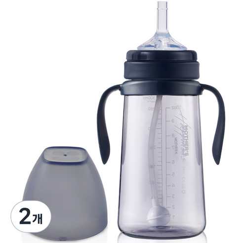 마더케이 베이직 PPSU 추 빨대컵 300ml, 2개, 네이비